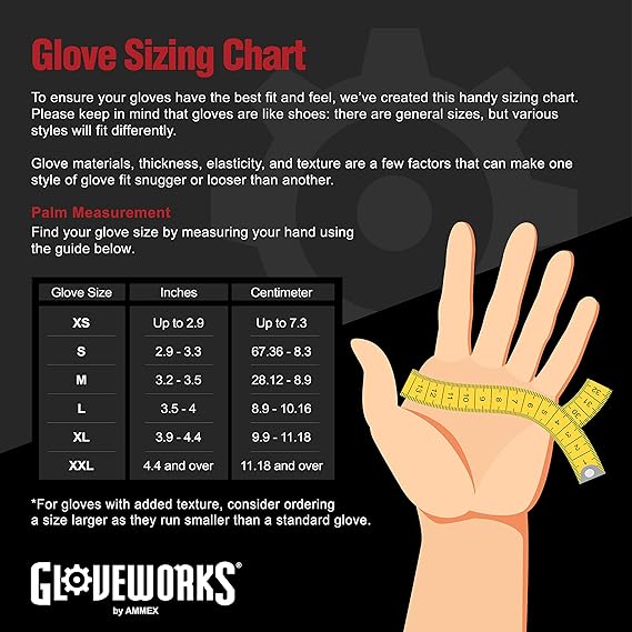 GLOVEWORKS HD BLACK 6 MIL NITRILE GLOVES WITH RAISED DIAMOND TEXTURE, LATEX-FREE DISPOSABLE GLOVES
