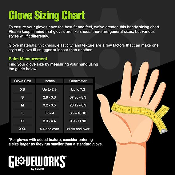 GLOVEWORKS HD GREEN 8 MIL NITRILE GLOVES WITH RAISED DIAMOND TEXTURE, LATEX-FREE DISPOSABLE GLOVES