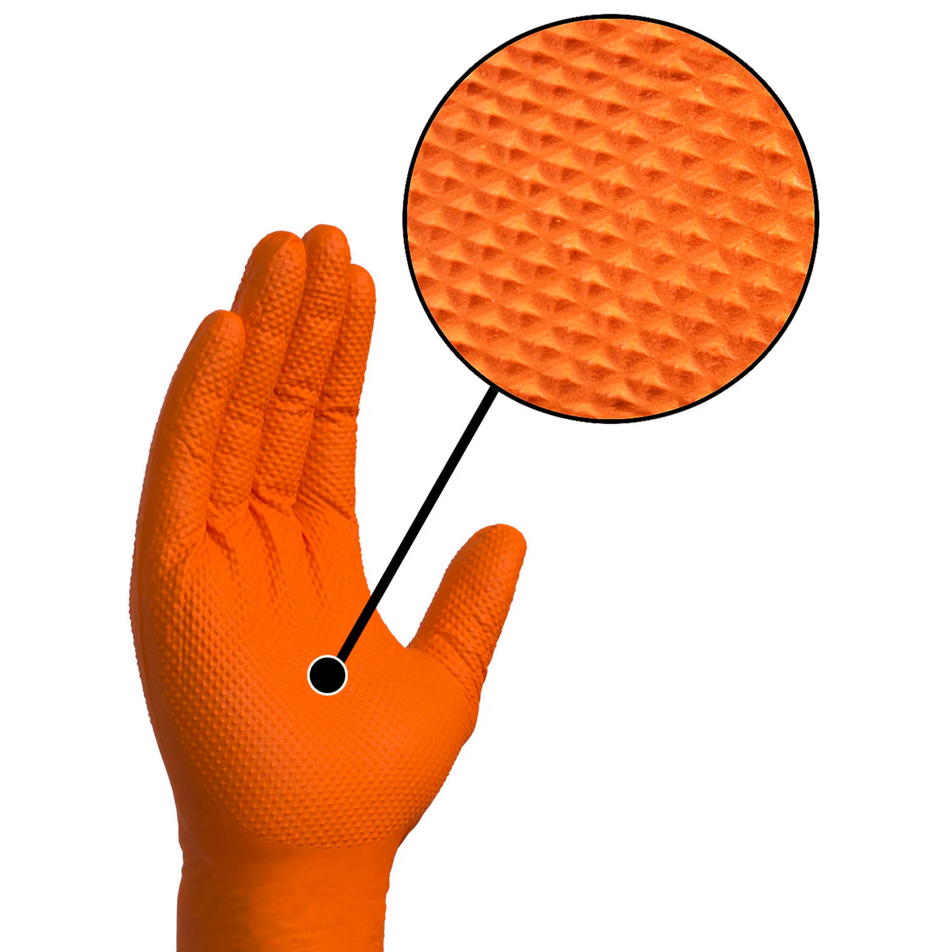 GLOVEWORKS HD ORANGE 8 MIL NITRILE GLOVES WITH RAISED DIAMOND TEXTURE, LATEX-FREE DISPOSABLE GLOVES