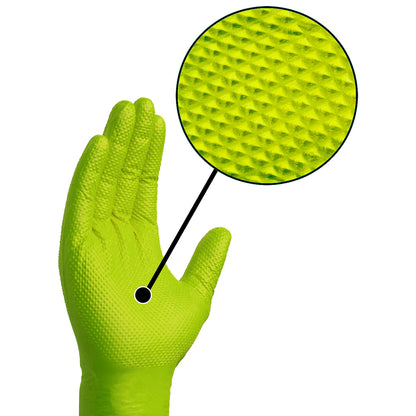 GLOVEWORKS HD GREEN 8 MIL NITRILE GLOVES WITH RAISED DIAMOND TEXTURE, LATEX-FREE DISPOSABLE GLOVES
